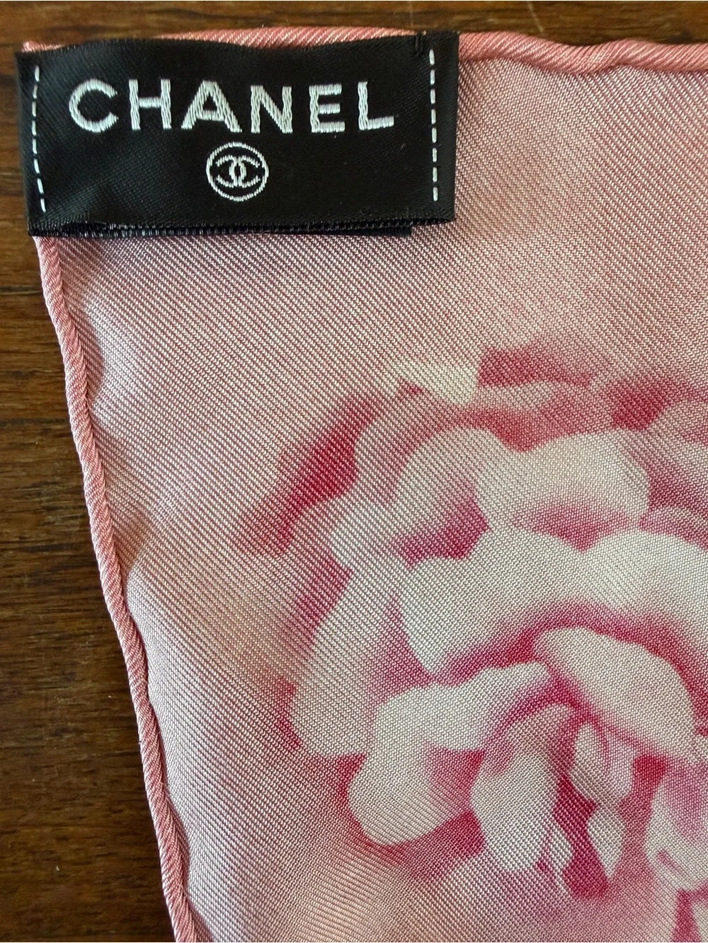CHANEL Authentic Silk Camellia Square Scarf Pink NWOT